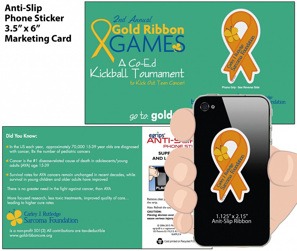 Carley J Rutledge Sarcoma Foundation - egrips Anti-Slip Ribbon Phone Sticker